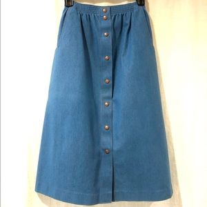 Vintage 60s Denim Midi Skirt- Size 4-6